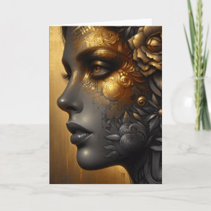 Pretty Woman in Gold   Blank Card