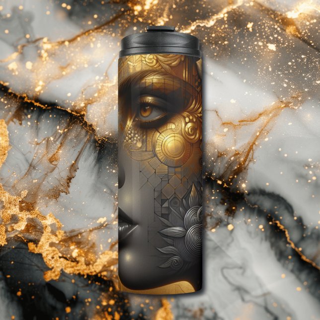 Pretty Woman in Gold Ethereal Thermal Tumbler (Creator Uploaded)