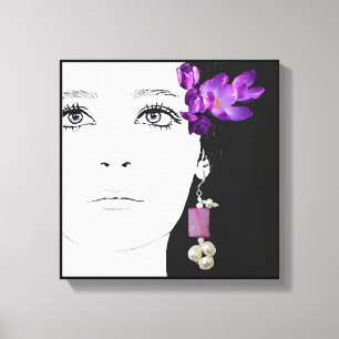 Pretty woman in purple art by Berglind Jewellery Canvas Print