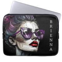 Pretty Woman in Sunglasses and Purple Lipstick