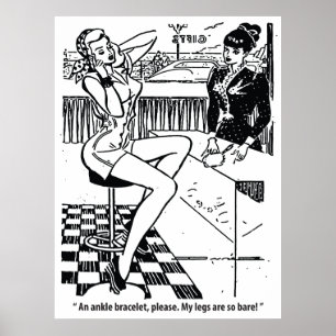 Pretty Woman in the Shop, Humour, Vintage Poster