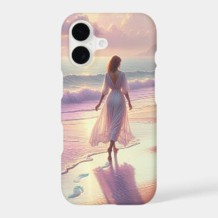Pretty Woman Leaving Footprints On a Beach