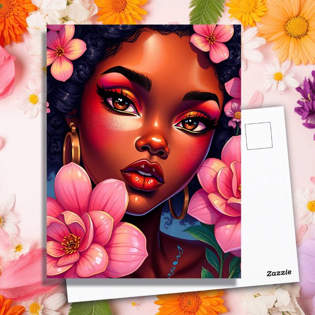 Pretty Woman of Colour with Flowers in her Hair Postcard (Creator Uploaded)