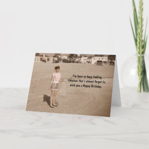 Pretty Woman on the Beach Birthday Humour Card