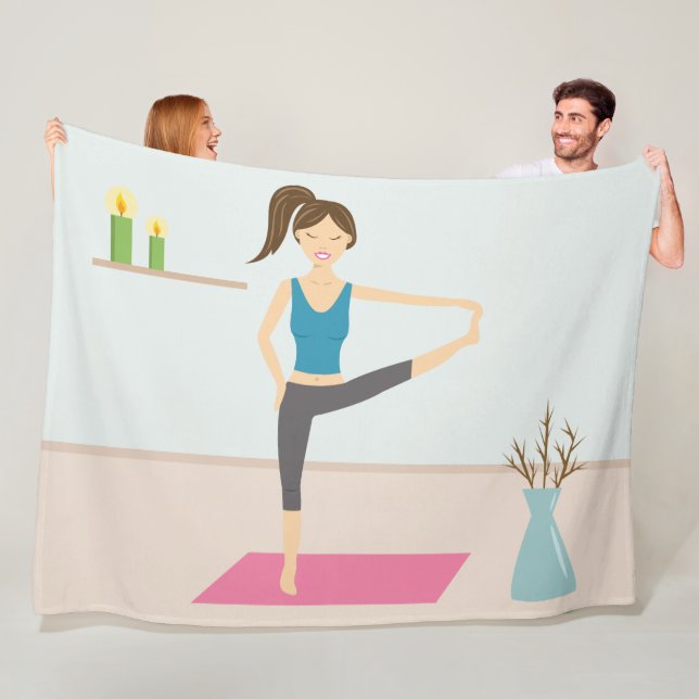Pretty Woman Practising Yoga In A Stylish Room Fleece Blanket (In Situ)