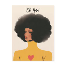 Pretty Woman with Afro and Heart Sweater