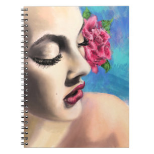 Pretty Woman with Rose Notebook