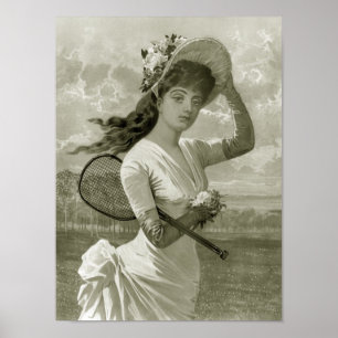 Pretty Woman With Tennis Racket, 1887 Poster