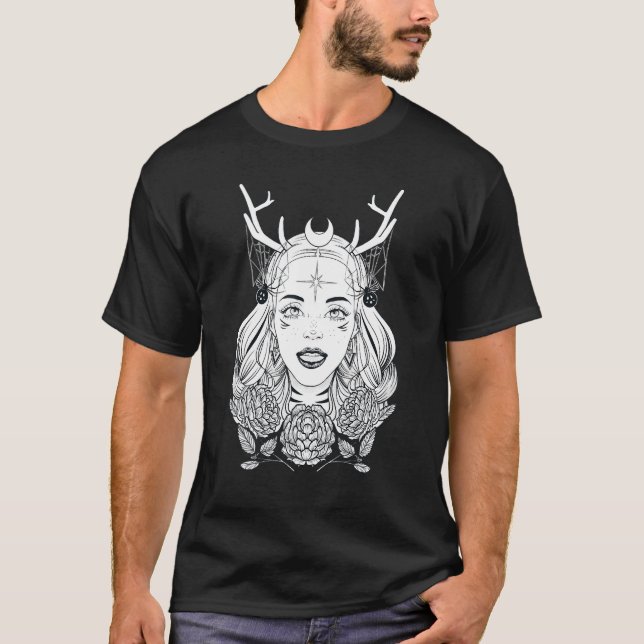 Pretty women's face style Ghotic T-Shirt (Front)