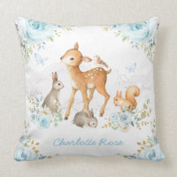 Pretty Woodland Forest Animals Blue Floral Nursery