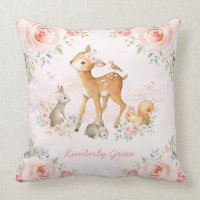 Pretty Woodland Forest Animals Pink Floral Nursery