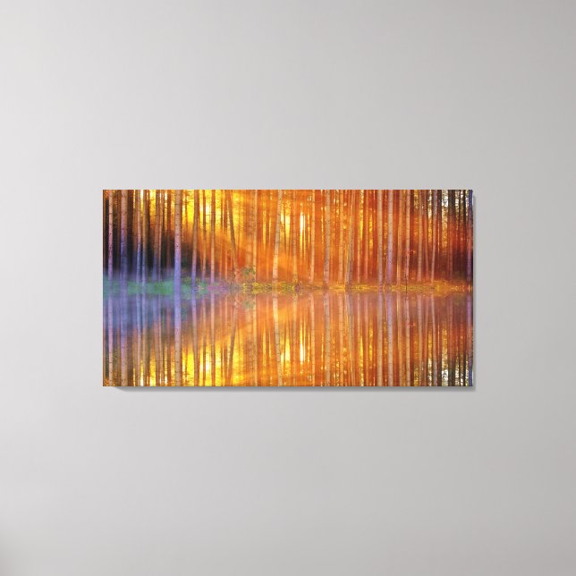 Pretty Woodland Sunset Golden Reflection Geometric Canvas Print (Front)