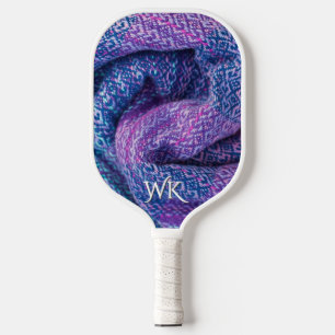 Pretty Wool Mixed Purple and Blue Monogram  Pickleball Paddle