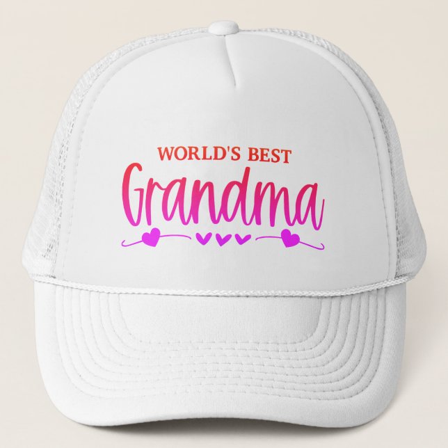 Pretty! World's Best Grandma Trucker Hat (Front)