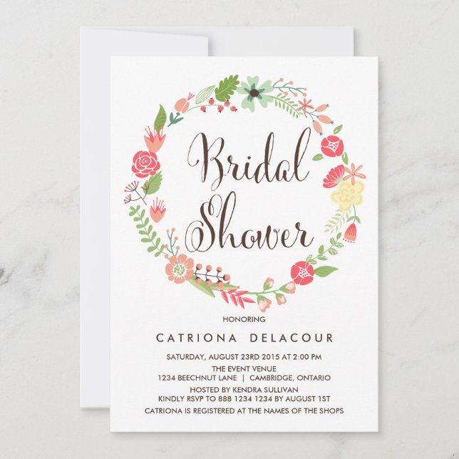 Pretty Wreath Garden Bridal Shower Invitation (Front)