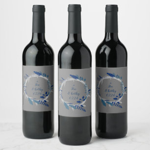 Pretty Wreath Modern Design Floral Flowers Wine Label