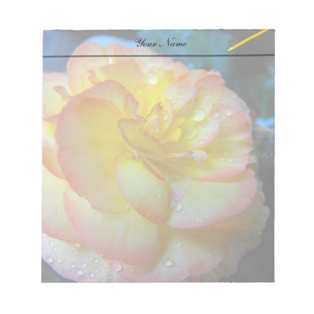 pretty yellow begonia flower notepad (Front)