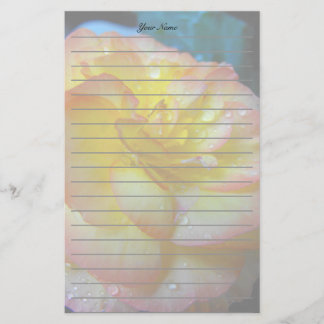 pretty yellow begonia flower stationery