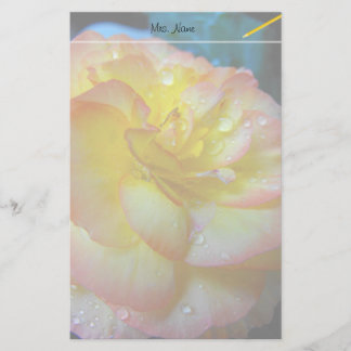 pretty yellow begonia flower stationery