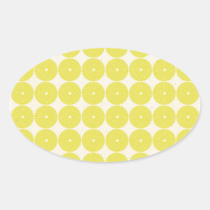 Pretty Yellow Circles Summer Citrus Textured Discs Oval Sticker