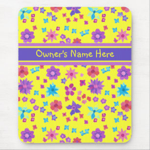 Pretty Yellow Customizable Flower-Power Mousepad
