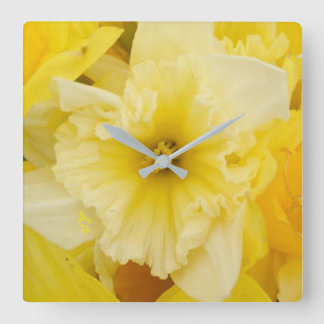 Pretty Yellow Daffodil Flowers Square Wall Clock