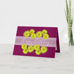 Pretty Yellow Daisies Botanical Floral Birthday Card