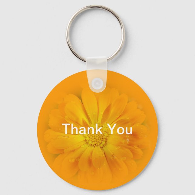pretty yellow daisy flower key ring (Front)