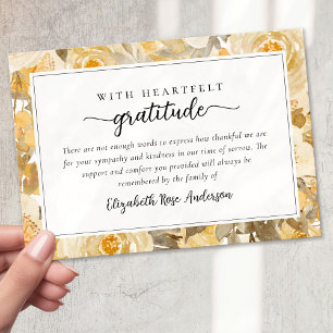 Pretty Yellow Floral Sympathy Funeral Thank You Card