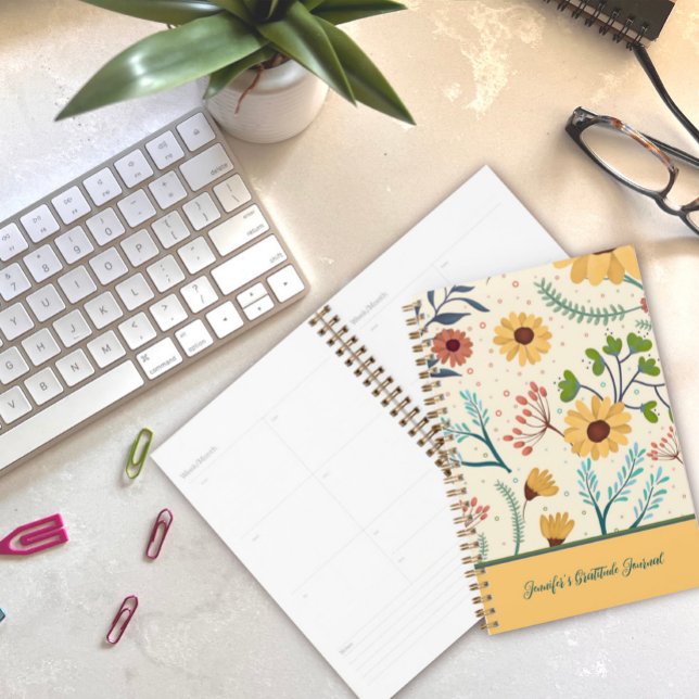 Pretty Yellow Flower Custom Gratitude Journal Planner (Creator Uploaded)