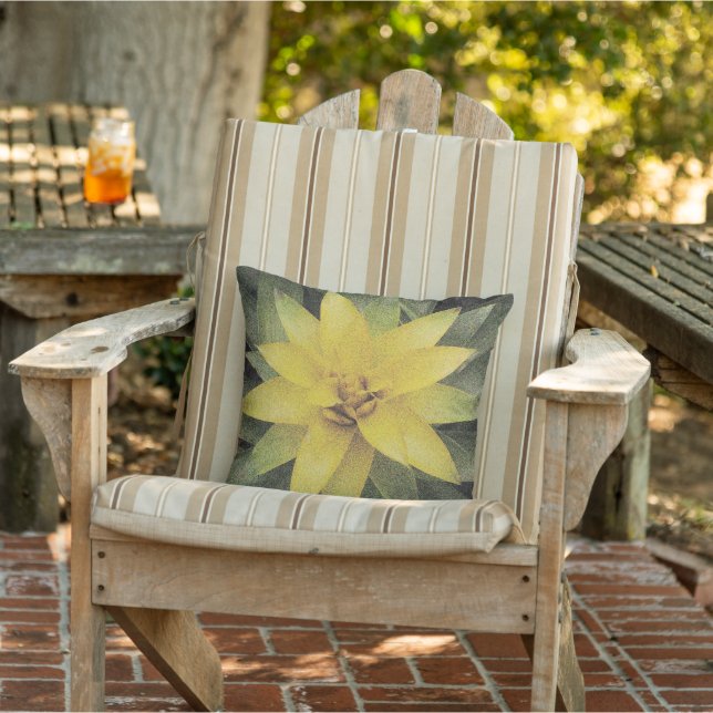 Pretty yellow flower outdoor floral throw pillow (Chair)