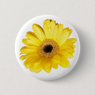 Pretty Yellow Gerber Daisy Close-Up Photograph 6 Cm Round Badge