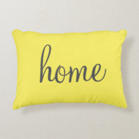 Pretty yellow "home" accent pillow