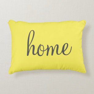 Pretty yellow "home" accent pillow
