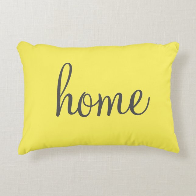 Pretty yellow "home" accent pillow (Front)