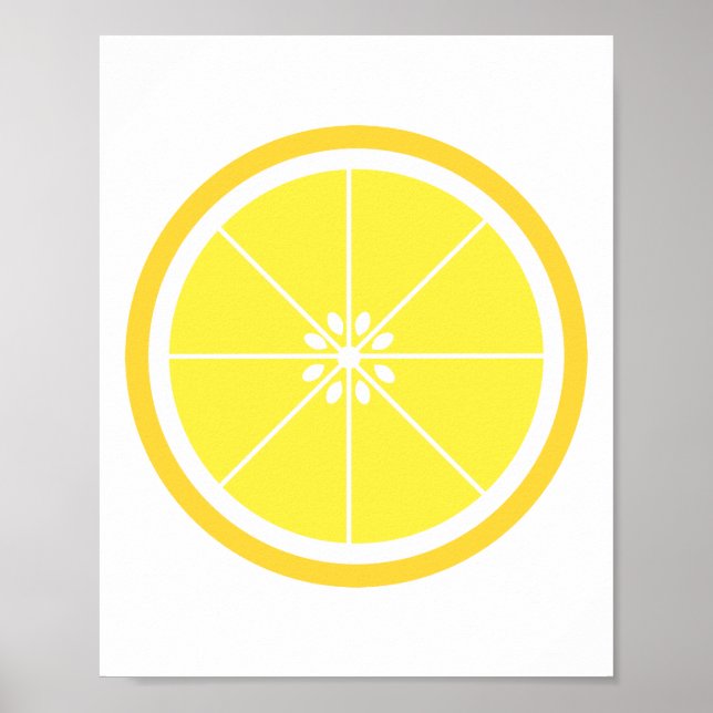 Pretty Yellow Lemon Citrus Fruit Slice Poster (Front)