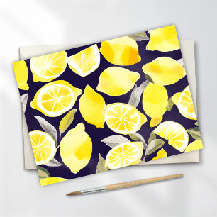 Pretty Yellow Lemons Cute Watercolor Postcard