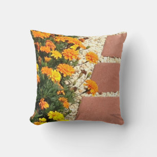 Pretty Yellow Orange Marigold Flowers Pillow