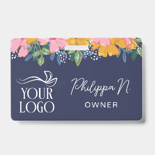 Pretty Yellow Pink Florals Logo Title ID Badge