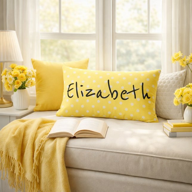 Pretty Yellow Polka Dots  Lumbar Cushion (Creator Uploaded)