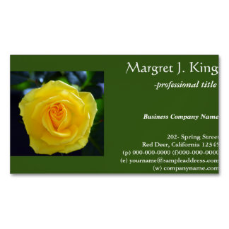 Pretty yellow rose flower green  business cards. magnetic business card