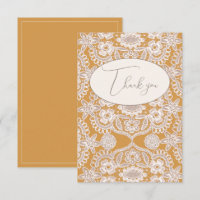Pretty Yellow Rustic Lace Flat Thank You Card