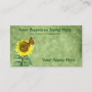 Pretty Yellow Sunflower and Orange Butterfly Business Card