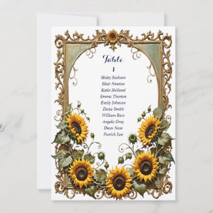 Pretty Yellow sunflower art seating chart card