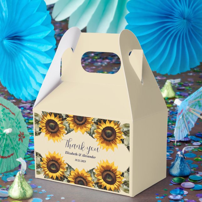 Pretty yellow sunflower elegant wedding  favour box (Party)