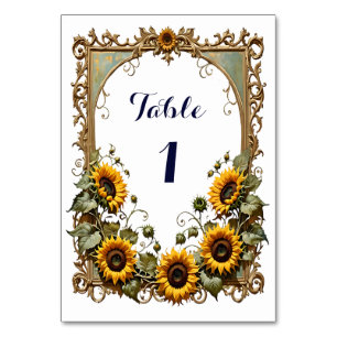 Pretty Yellow sunflower with art frame wedding Table Number