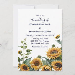 Pretty yellow sunflowers garden wedding invitation