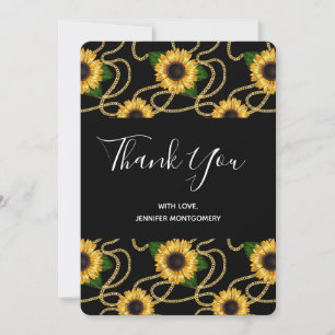Pretty Yellow Sunflowers Stylish Pattern Thank You Card