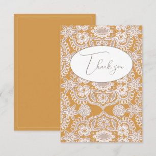 Pretty Yellow Vintage Lace Flat Thank You Card