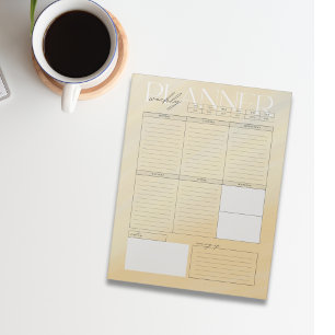Pretty Yellow Watercolor Weekly Planner Notepad